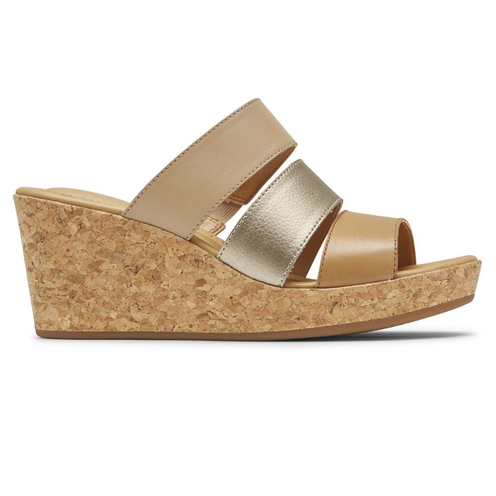 Rockport Slides For Womens Khaki - Lyla Banded - KA7153896